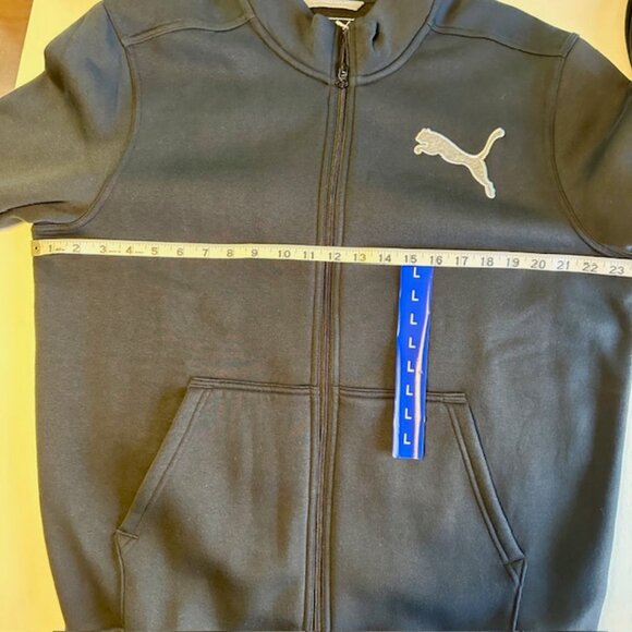 NWT PUMA Full Zip Fleece Sweatshirt Trainer Men's  Black Size L - Picture 5 of 6